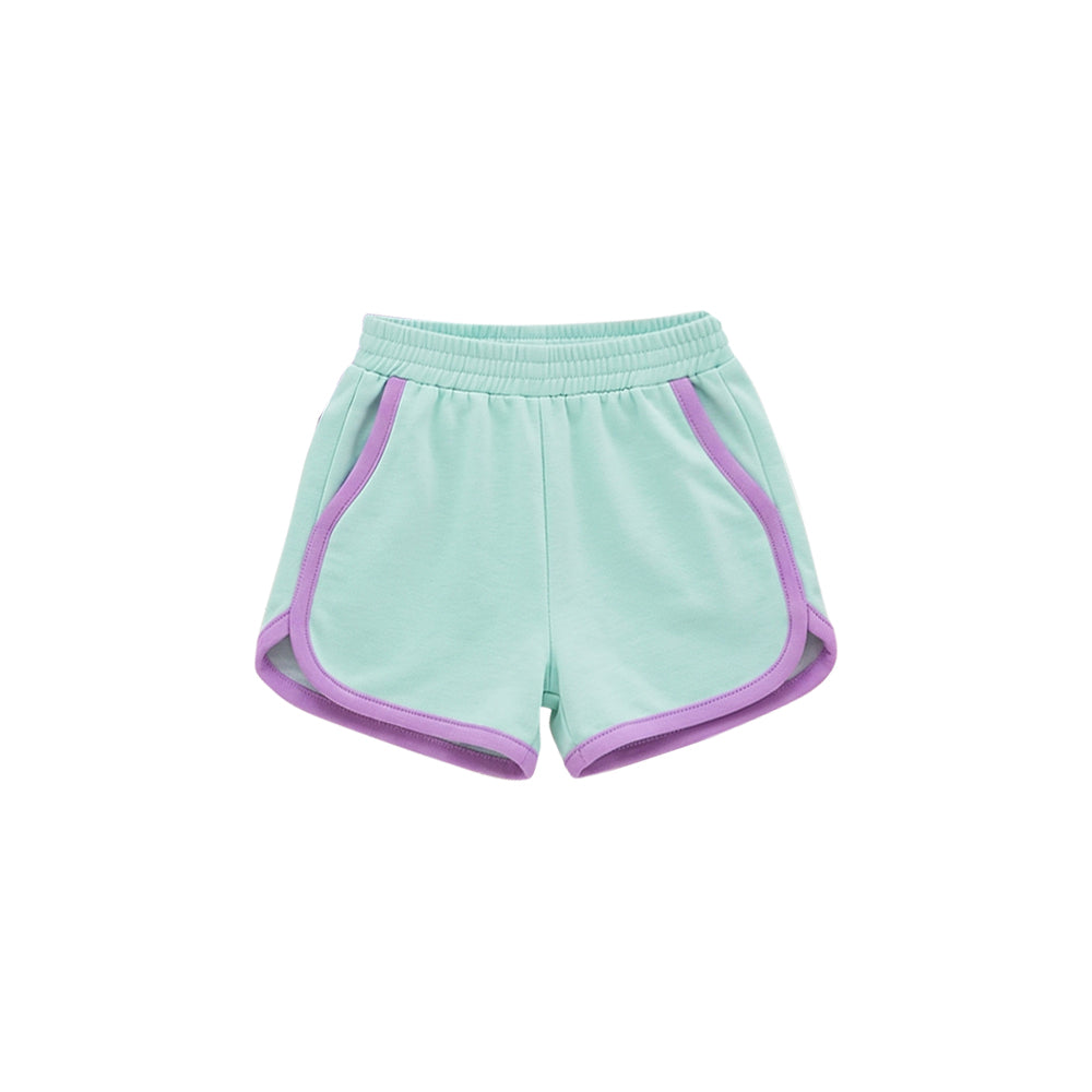8.1 Preorder  Kids Girls  Mint Green Purple Contrast Trim Dolphin Shorts