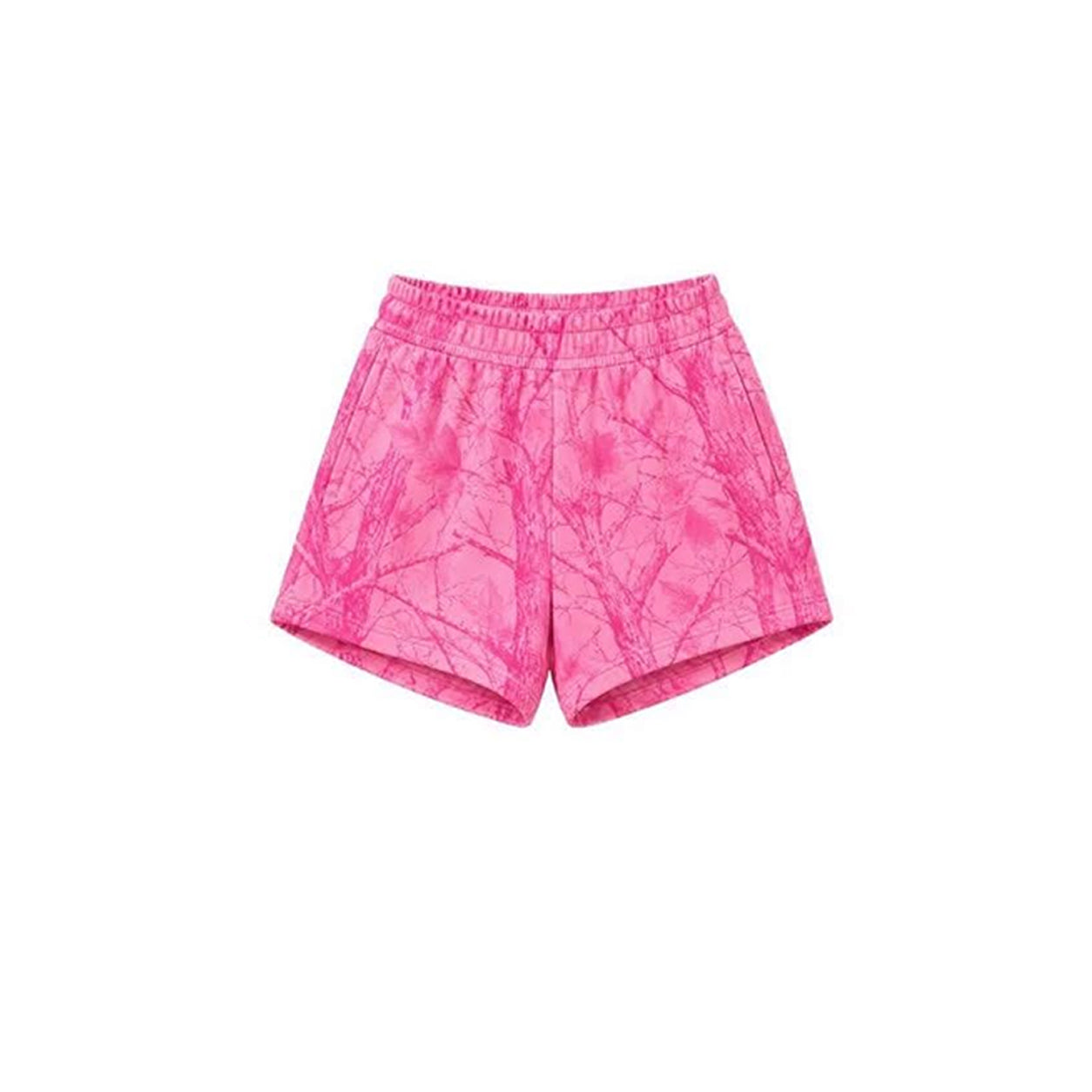 8.6 SS0994 Preorder Adult Pink Branch Print Woman Bottom Pockets Shorts