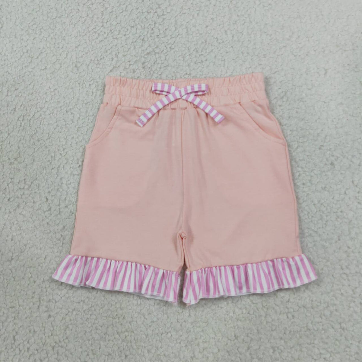 SS0996 Girls Pink Pockets Bottom Shorts with Ruffle