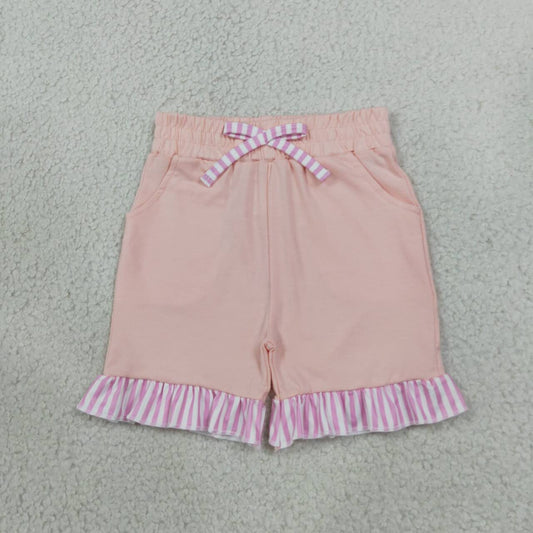 SS0996 Girls Pink Pockets Bottom Shorts with Ruffle