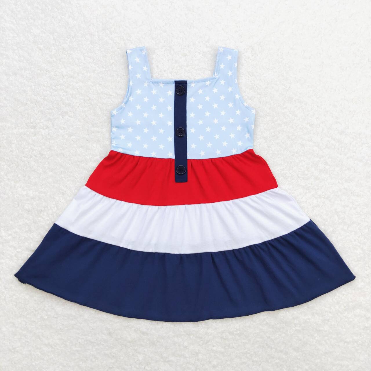 GSD0900 Stars Patchwork Baby Girls 4th of July Sleeveless Dress