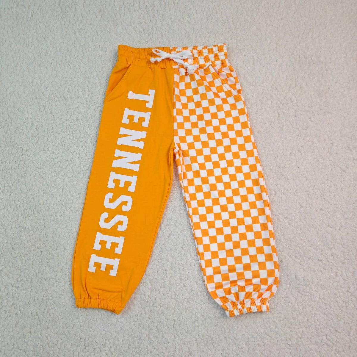 P1058 Teams Tennessee Vinyl & Checkered Print Kids Joggers Split Pants