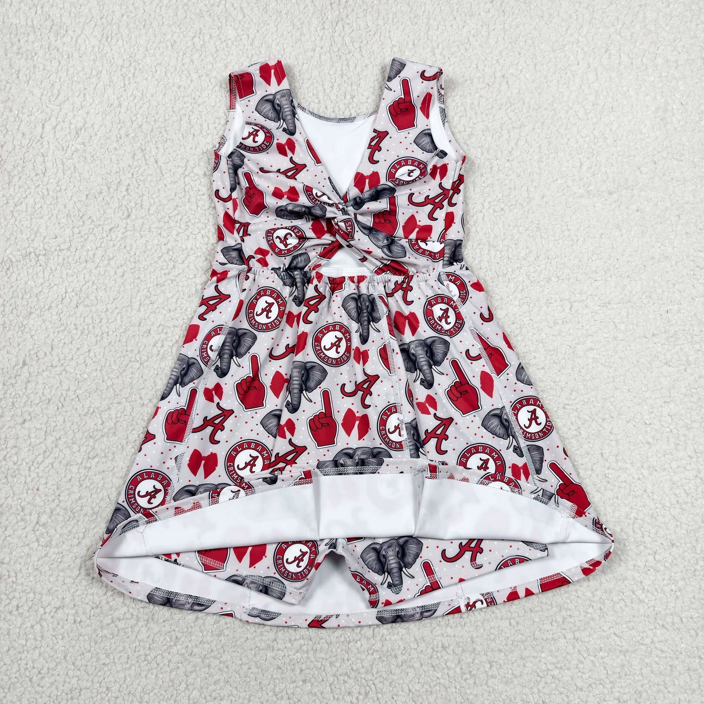GSD3582 Teams Alabama Bows Print Girls Summer Yoga Dress