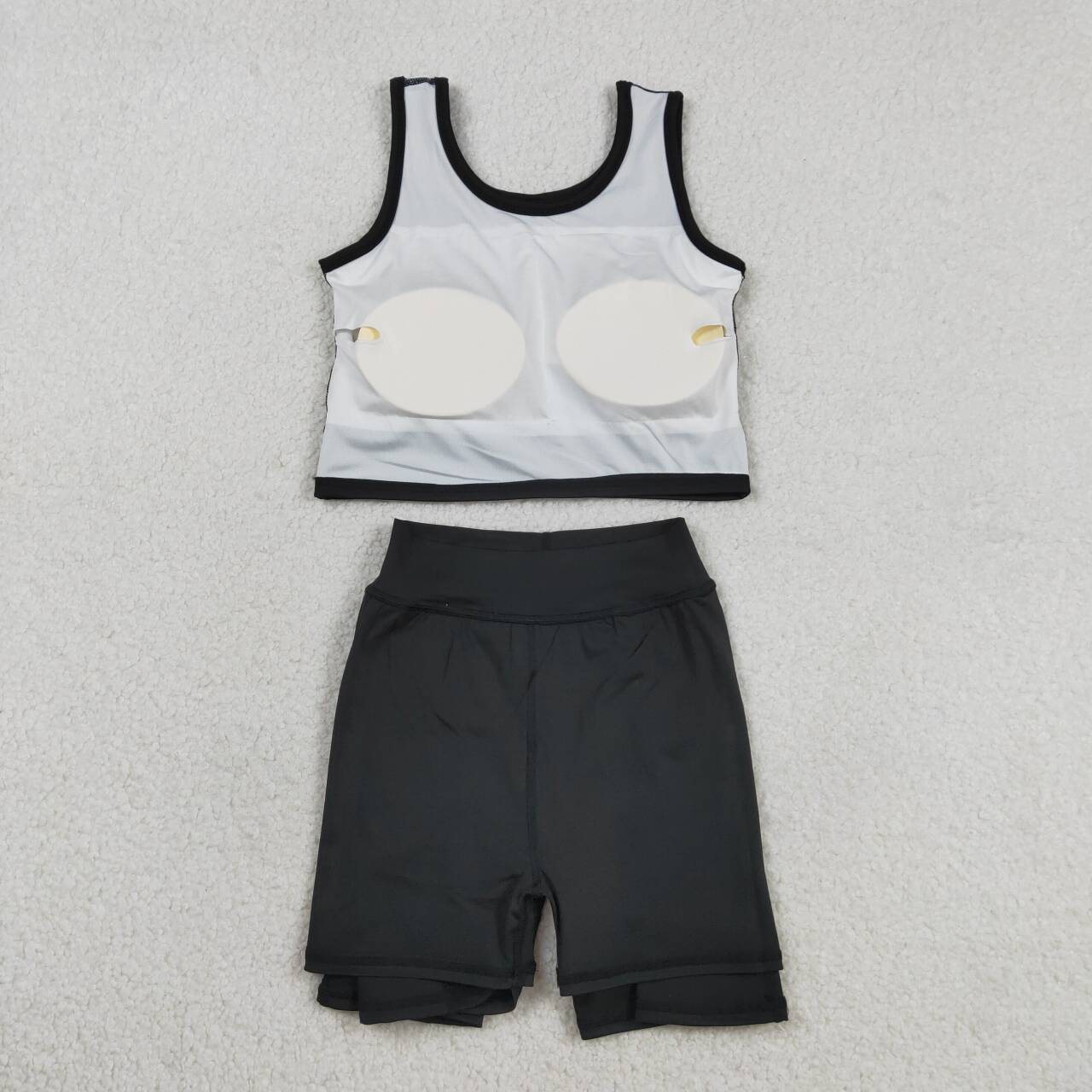 Kids Girls Black Solid Color Tank Top with Skort Active Outfit
