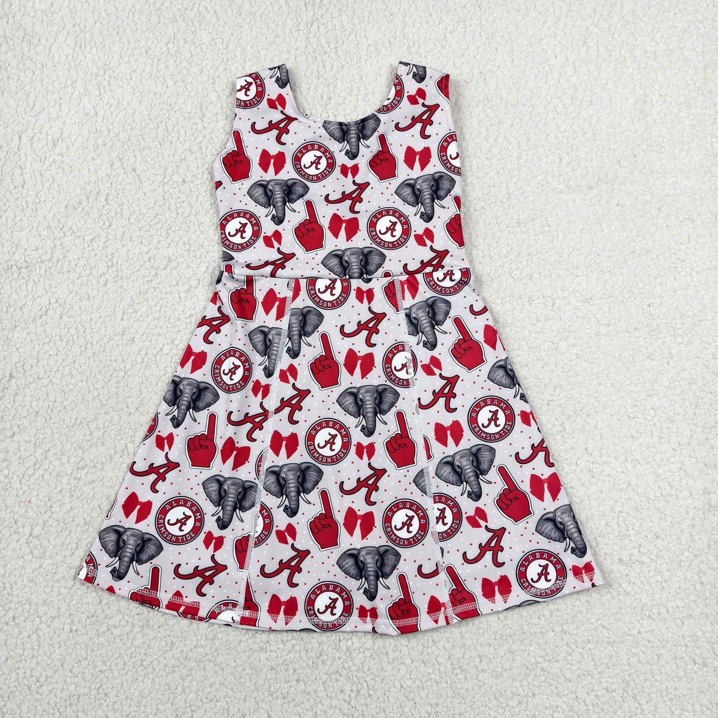 GSD3582 Teams Alabama Bows Print Girls Summer Yoga Dress
