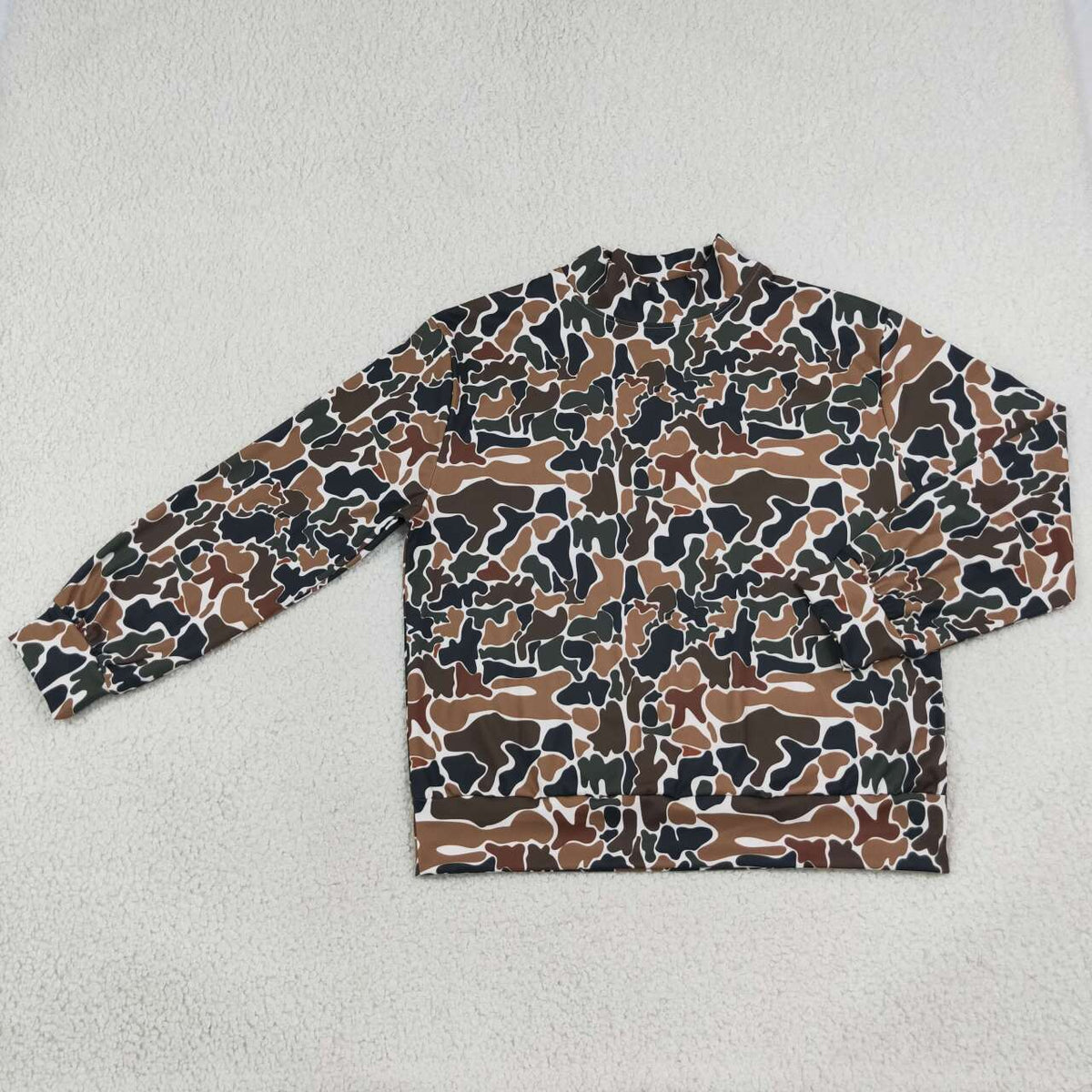 Adult Brown Camo Print Woman Yoga Long Sleeve Tee Shirts Top