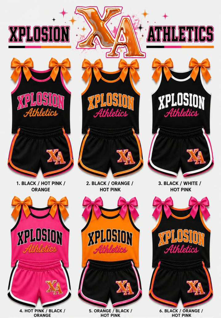 (Custom Design Preorder MOQ 5) Teams Xplosion Athletics Bows Vest Top Shorts Mommy and Me Summer Yoga Clothes Set