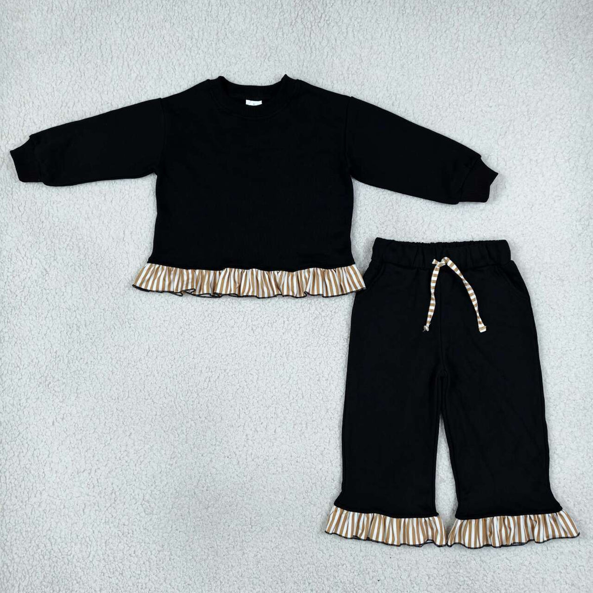 GLP3671 Black Thick Cotton Girls Fall Clothes Set