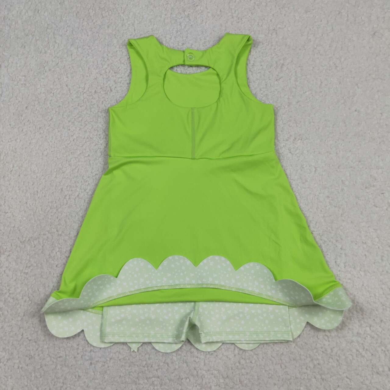 Lime Color Girls Summer Bows Scallop Yoga Dress
