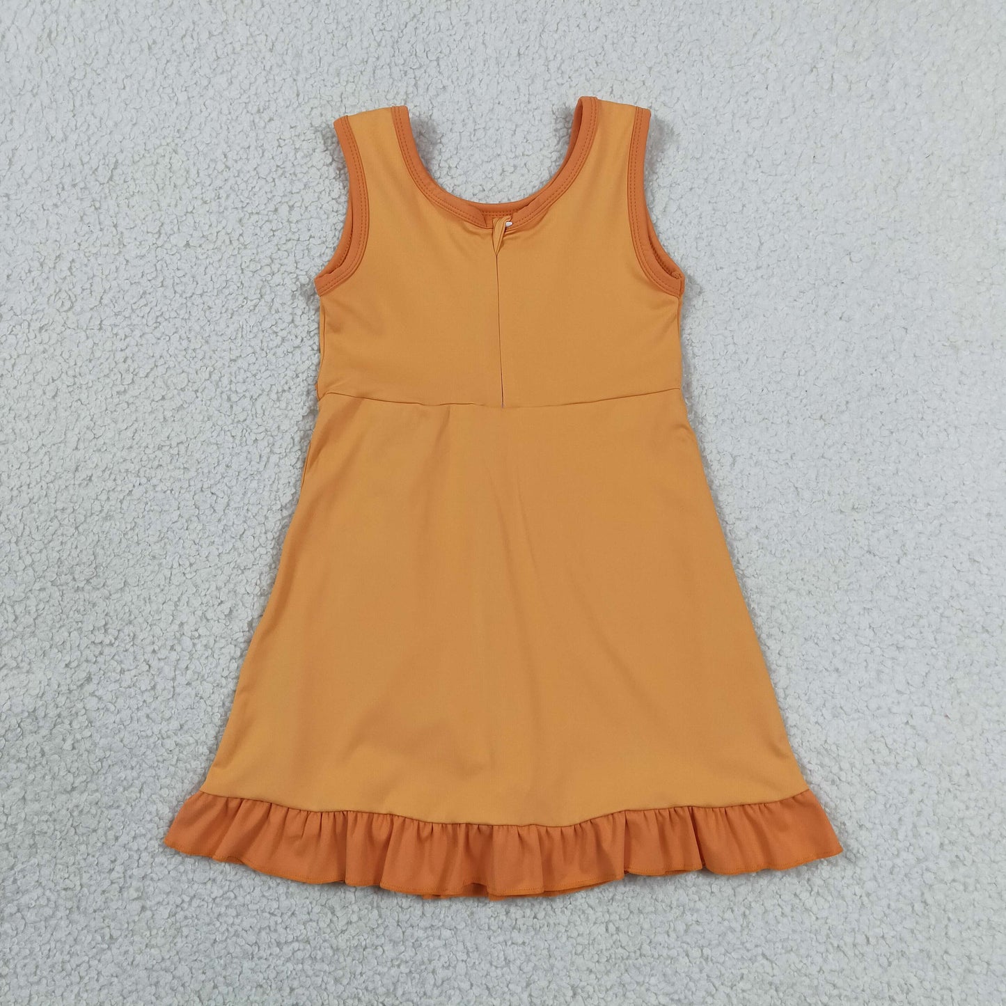 GSD4127 Orange Girls Sleeveless Ruffle Yoga Zipper Dress