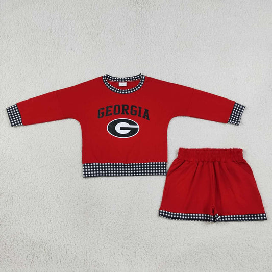 GLS0168 Teams Georgia Vinyl Long Sleeve Top Pockets Shorts Girls Clothes Set