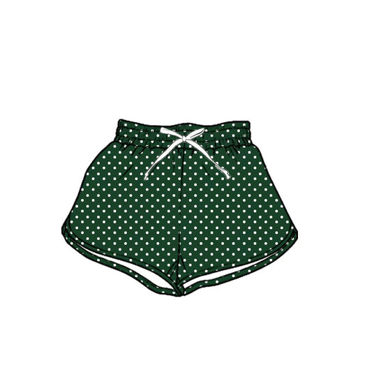 (Custom Design Preorder MOQ 5) Teams Dark Green Polka’d Dots Print Girls & Women Sports Bottom Shorts