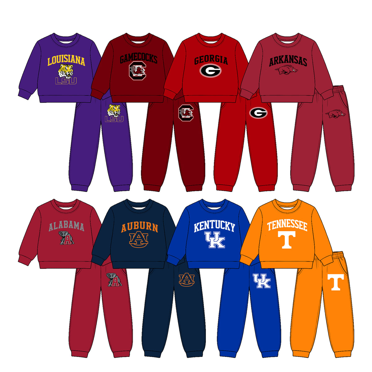 (Custom Design Preorder MOQ 5 Each)Teams Logo Print Long Sleeve Top Pockets Pants Boys Clothes Set Brothers Wear