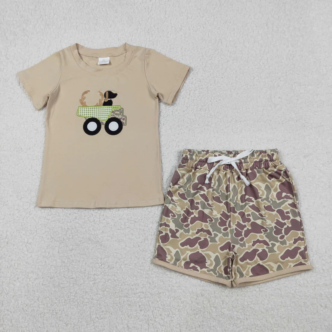 Sibling Baby Boys Embroidery Deer Dog Trucks Top Shorts Pants Hunting Clothes Sets