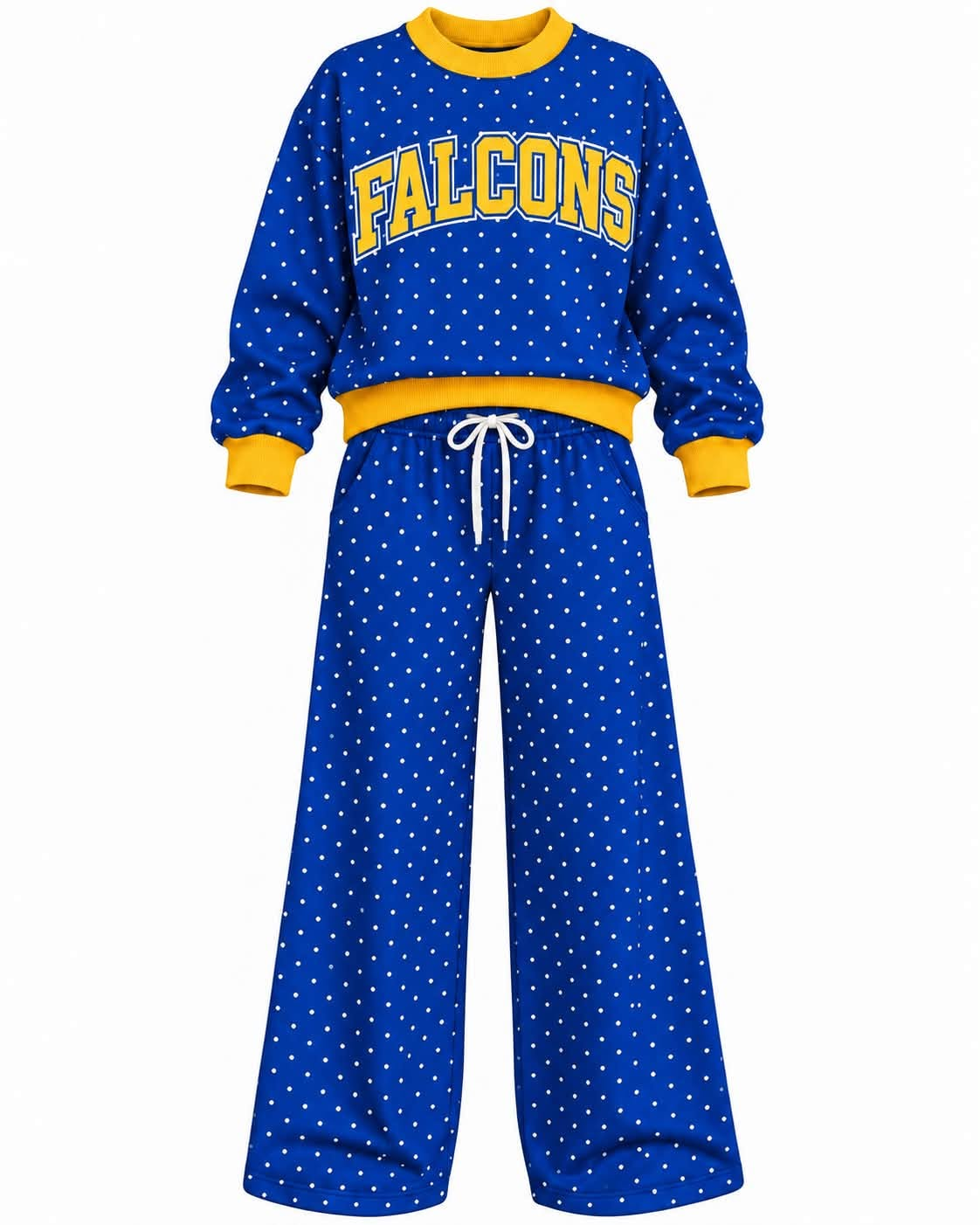 Preorder( 5  MOQ) Baby Girls Falcons Blue Polka Dot Outfit