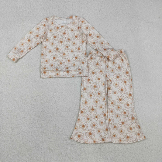 Baby Girls Daisy Flowers Top Bell Bottom Pants Clothes Sets