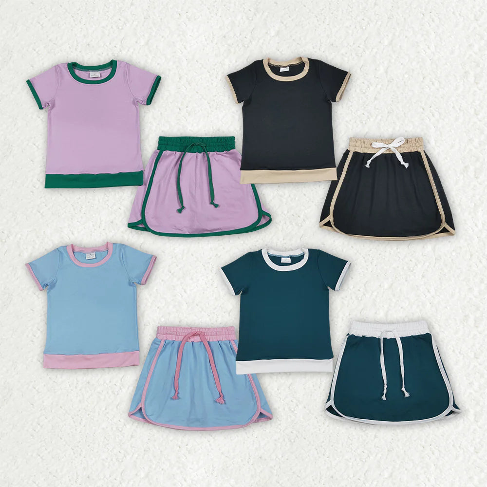 Baby Girls Short Sleeve Shirts Top Skirt Short Cotton Clothes Sets