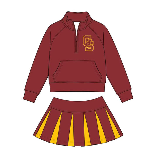 (Custom Design Preorder MOQ 5) Teams Gibson Southern Zipper Top Skort Girls Clothes Set
