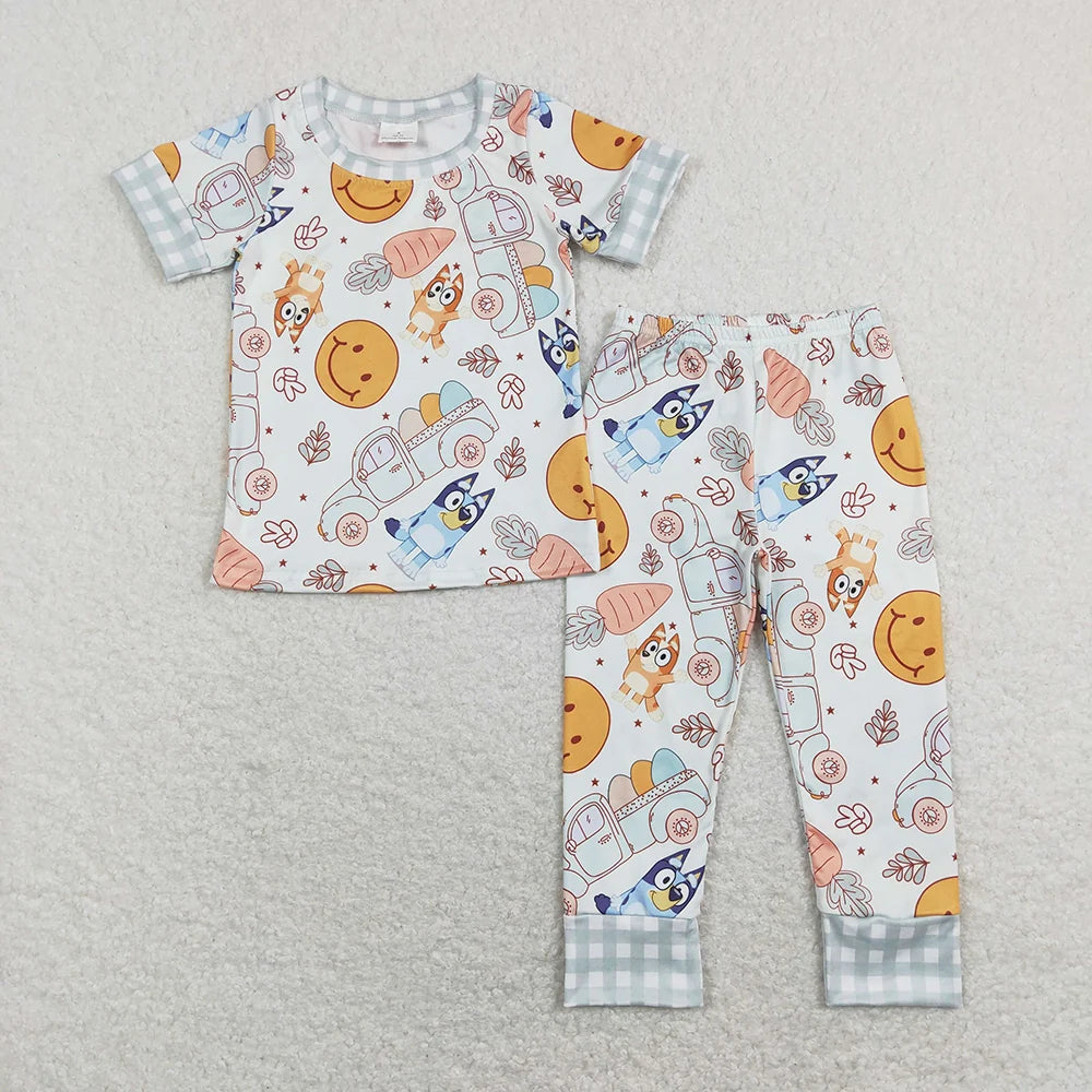 Baby Boys Easter Cartoon Dog Carrots Pants Pajama Set