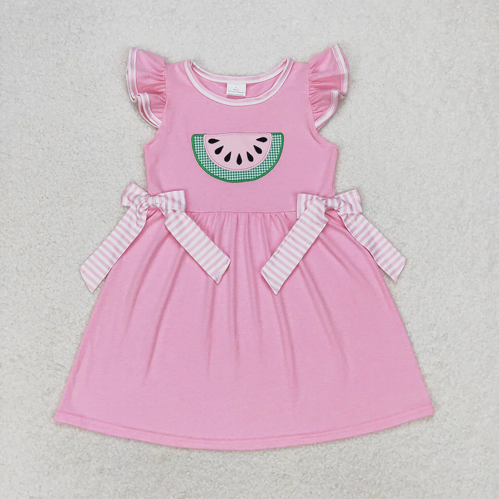 Sibling Baby Girls Embroidery Watermelon Summer Dress