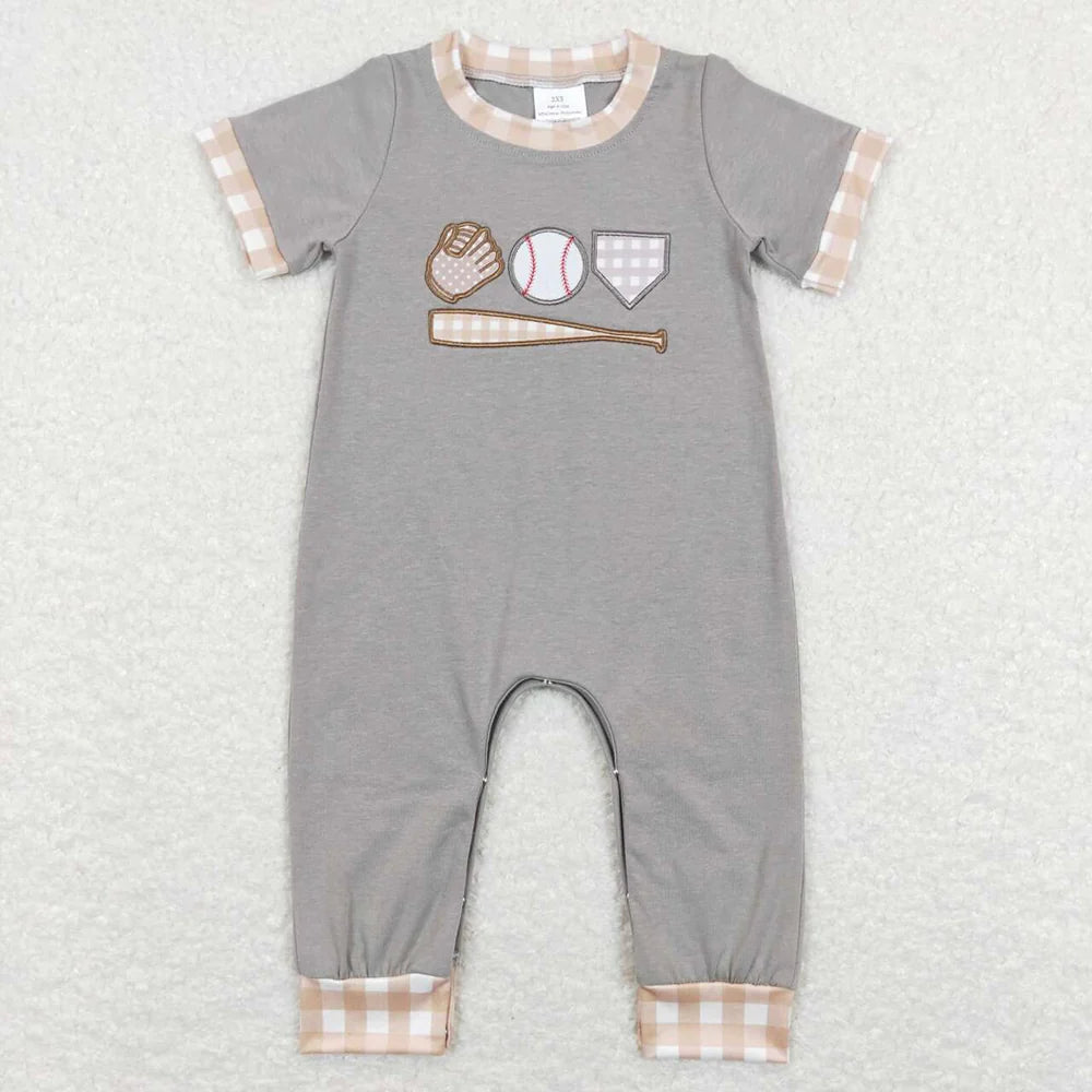 Sibling Baby  Girls Boys Baseball Embrodiery Outfit Dress and Romper