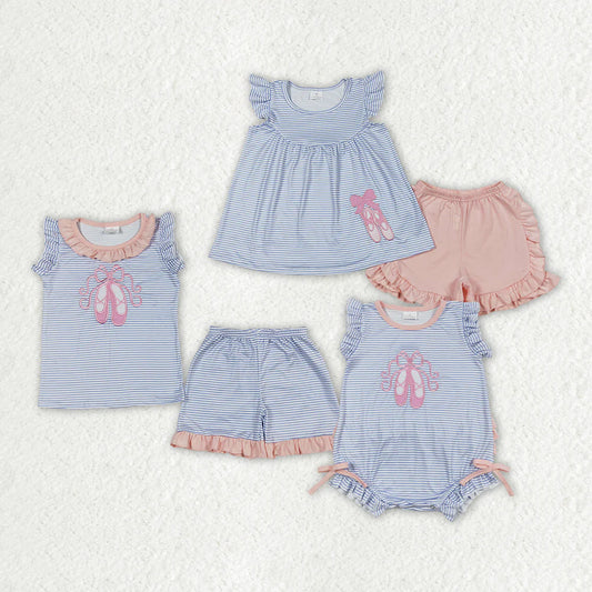 Baby Girls Sibling Dance Shoes Ballet Design Rompers Dresses Clothes Sets