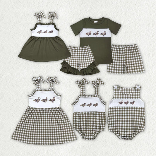 Baby Girls Leopard Duck Sibling Summer Shorts Outfits Clothes Set
