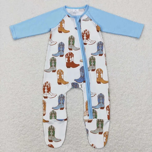 Sibling Baby Girls Boys  Western Boots Pajama Set Romper