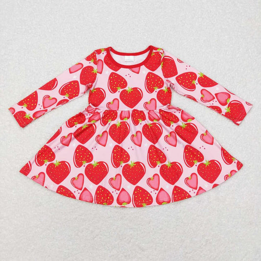 Baby Girls Heart Strawberry Long Sleeve Dress