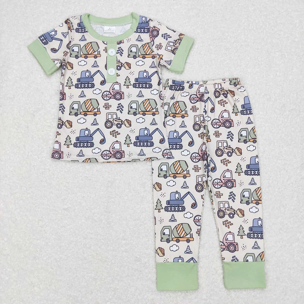Baby Boys Construction Short Sleeve Top Pants Pajama Set