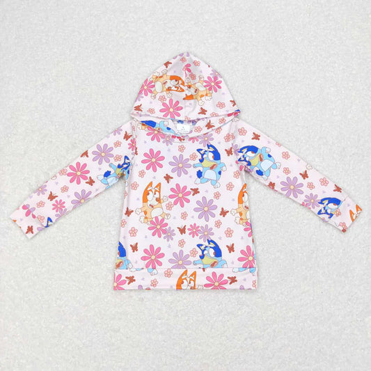 Baby Girls Hooded Flowers Dogs Shirts Tops