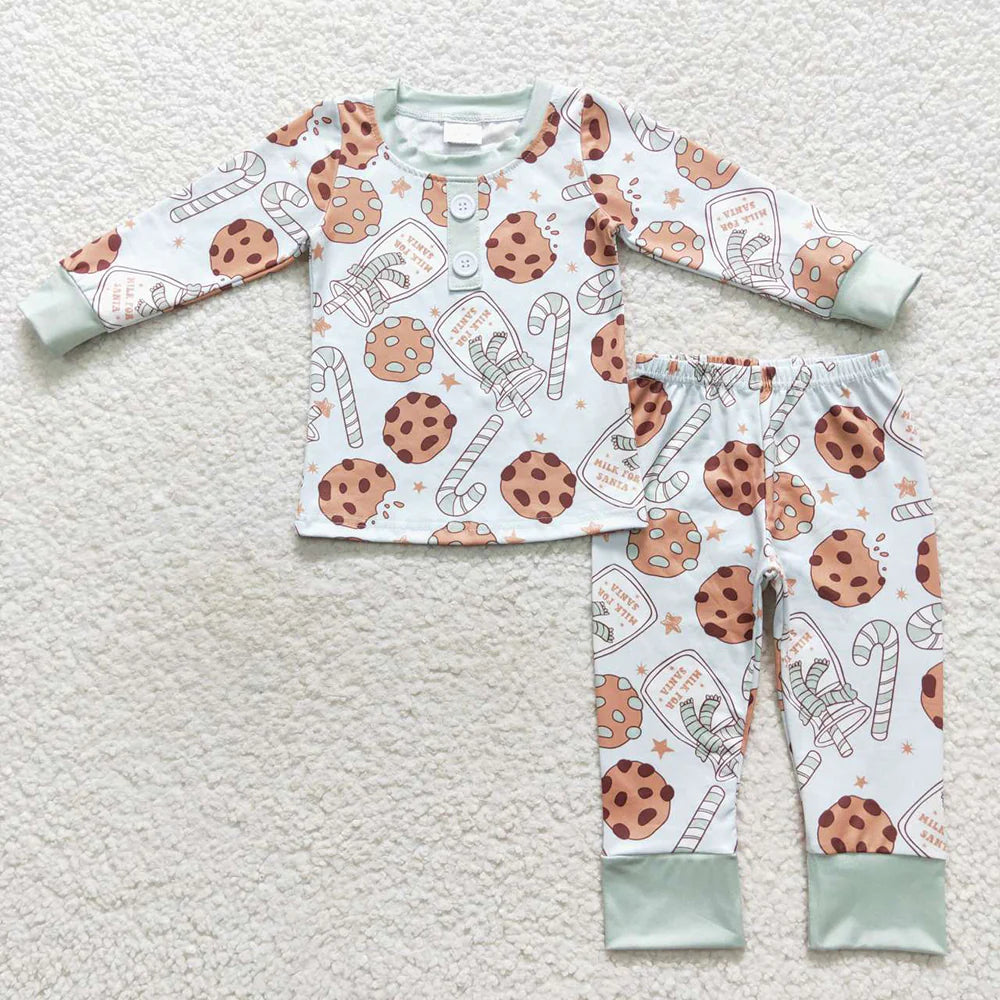 Baby Boys Christmas Green Cookie Candy Pants Pajamas Clothes Sets