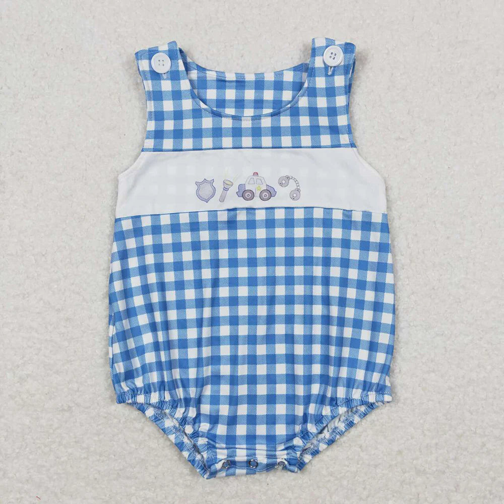 Baby Girls Police Blue Sibling Designs Rompers Outfits Clothes Set