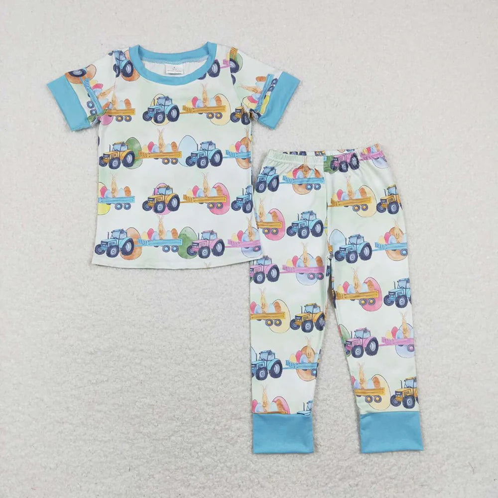 Baby Boys Easter Egg Tractor Pajama Set