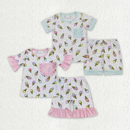 Baby Girls Boys Popstick Shirt Top Shorts Sibling Pajamas Clothes Sets