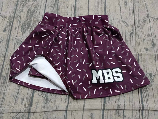 (Custom Design Preorder MOQ 5) Teams MBS Wine Sprinkles Baby Girls Summer Yoga Skort