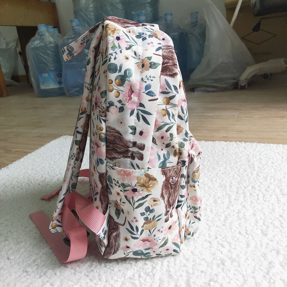 Western cow pink flower back bags
