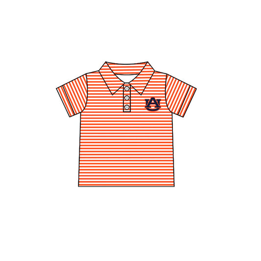(Custom Design Preorder MOQ 5) Baby Boys Short Sleeve Red Stripe AU Team Button Polo Shirt Top