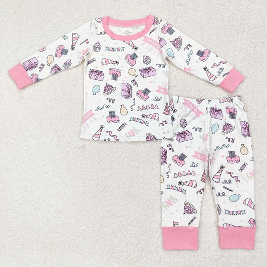 Sibling Baby  Girls Boys Birthday Long Sleeve Pajama Set