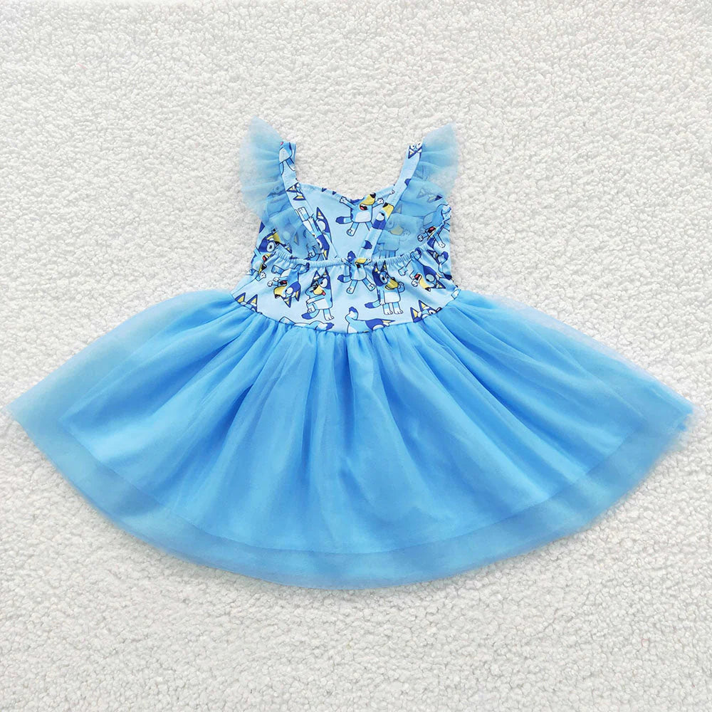 Baby Girls Sister Dogs Tutu Knee Length Dress
