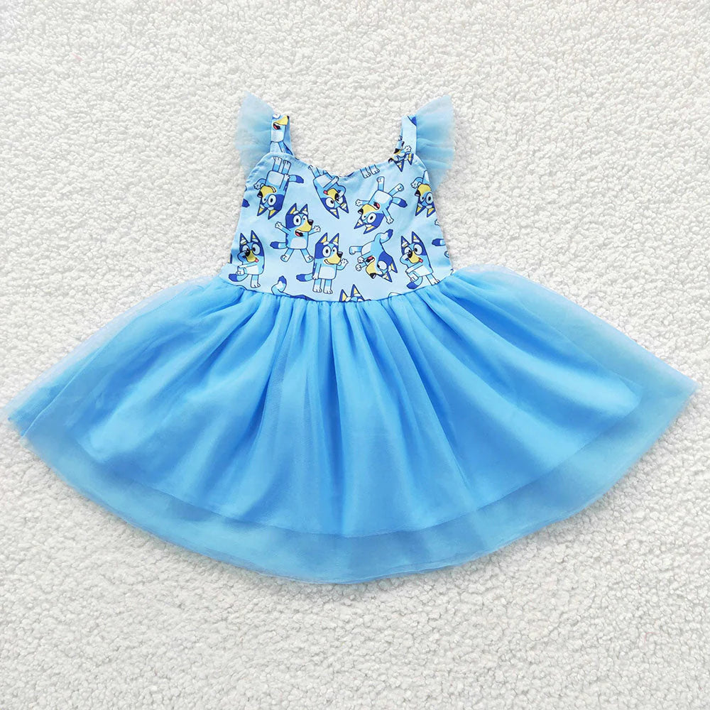Baby Girls Sister Dogs Tutu Knee Length Dress