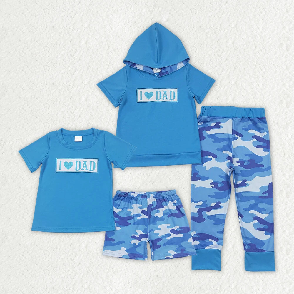 I Love Dad Blue Camo Hoodie Outfit For Sibling