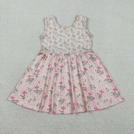 Baby Girls Sleeveless Rabbits Flowers Easter Knee length Dresses