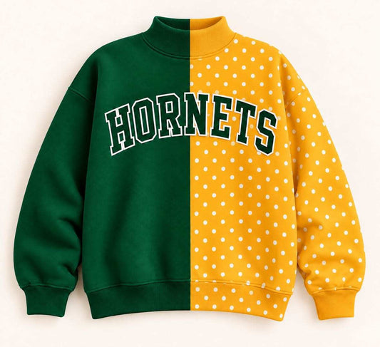 (Custom Design Preorder MOQ 5) Teams  Hornets Green Polka Dot   Top