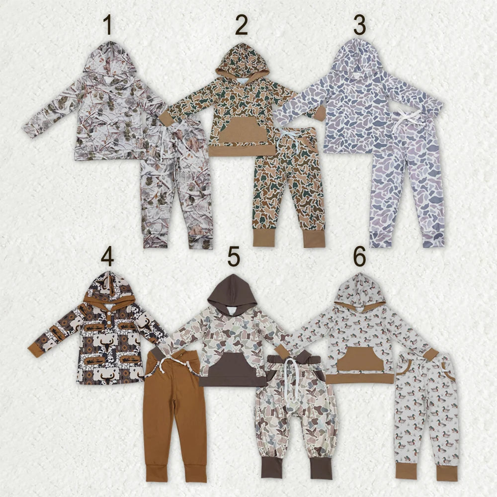 Sibling Toddler  Boys Western Southern Pocket Hoodie Top Jogger Outfit