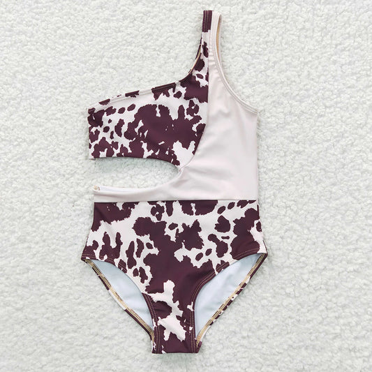 Baby Girls Cow Print One Pieces Swimsuits）