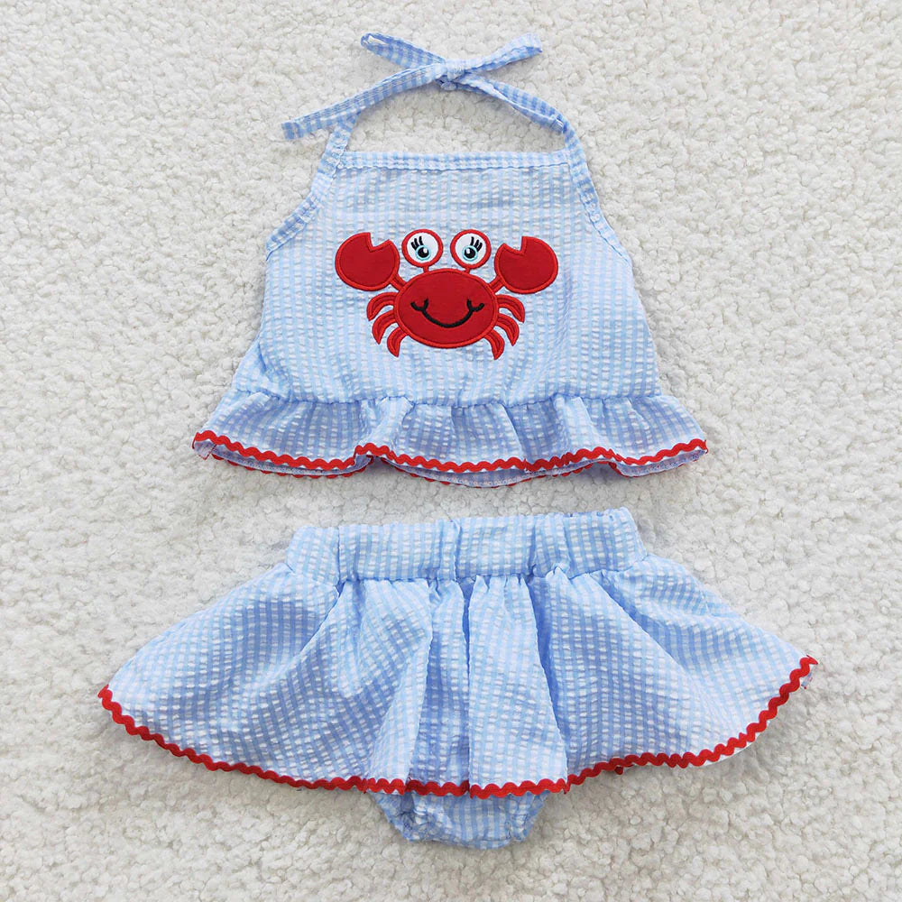 Baby Girls 2pcs Summer Crab Seersucker Swimsuit