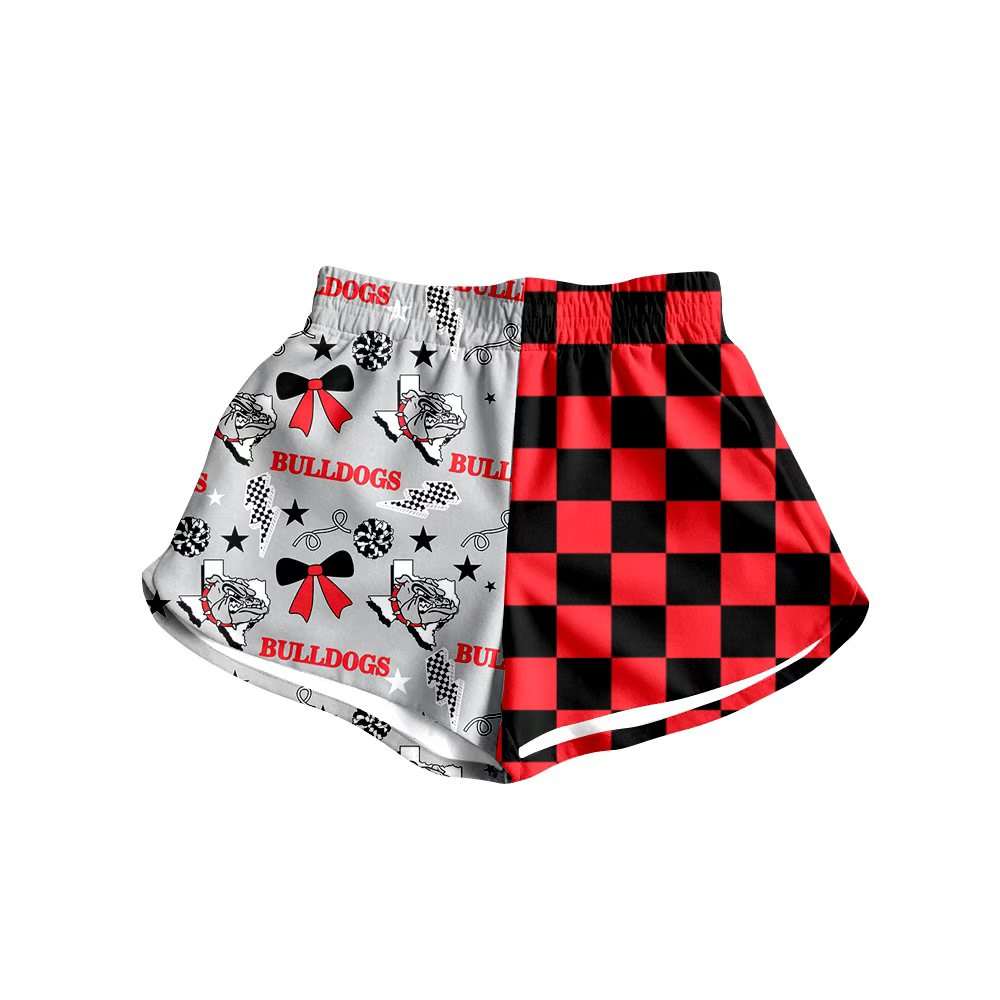 (Custom Design Preorder MOQ 5) Teams Bulldog Bows Plaid Print Girls & Women Sports Bottom Shorts