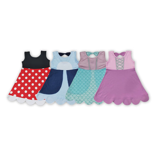 Sibling Toddler Girls Princess Character Sleeveless Dress Scalloped Hem