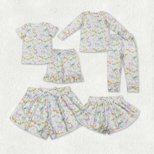 Mama and Me Mardigras Bows Yoga Active Shorts Bottoms